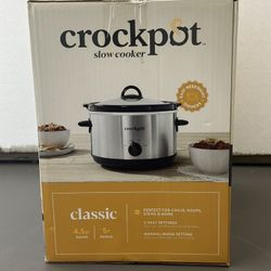 New Crock-Pot Classic 4.5 Qt Slow Cooker - Perfect for Chilis, Stews & More!