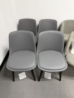 New Leather Dining Chairs Set of 4, Mid Century Modern Faux Leather Kitchen & Dining Room Chairs