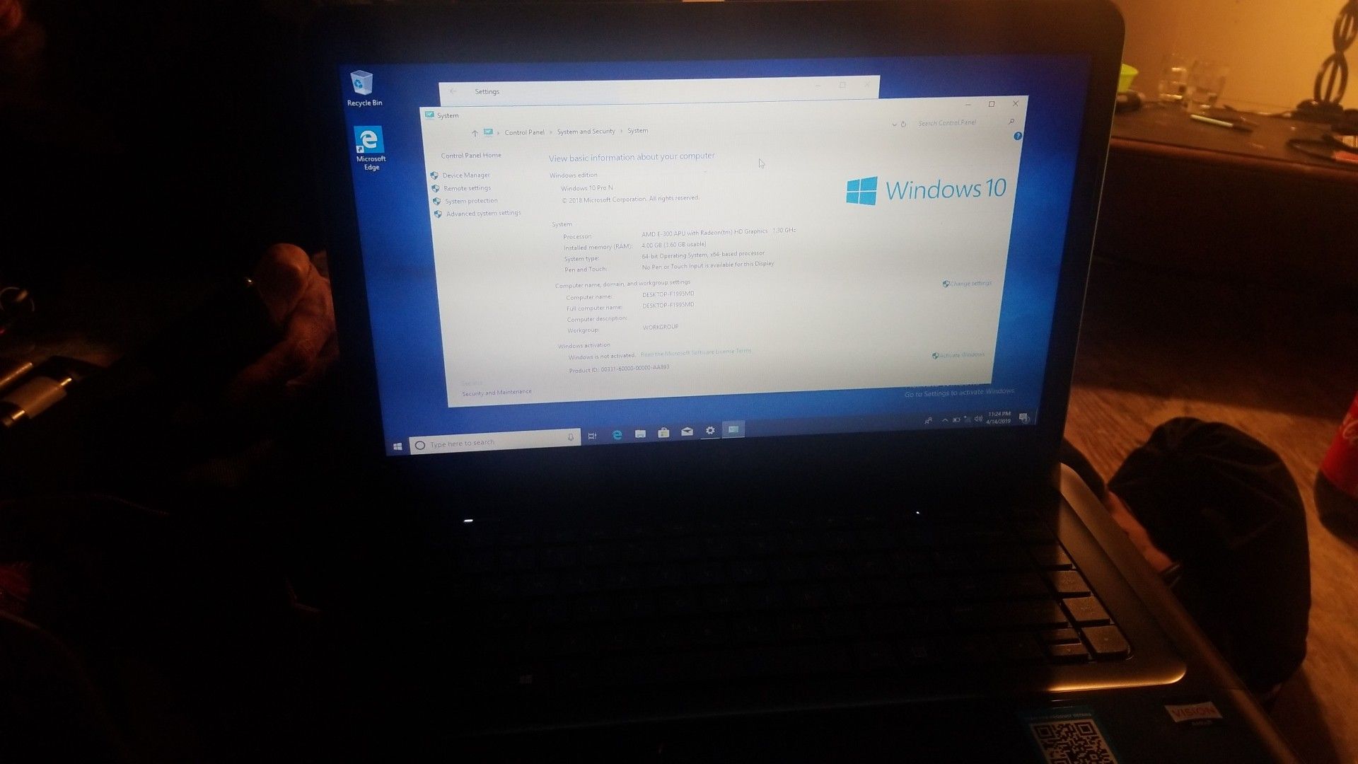 HP 2000 Notebook PC Upgraded to Windows 10