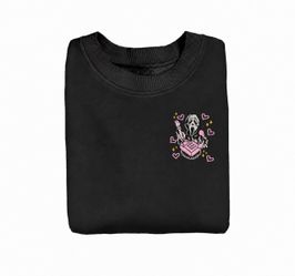 Black Ghostface Embroidered Crewneck Sweatshirt