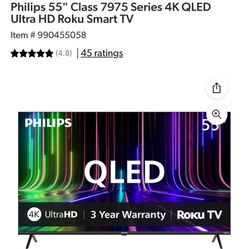 55” Phillips Roku 4kTV $150 OBO