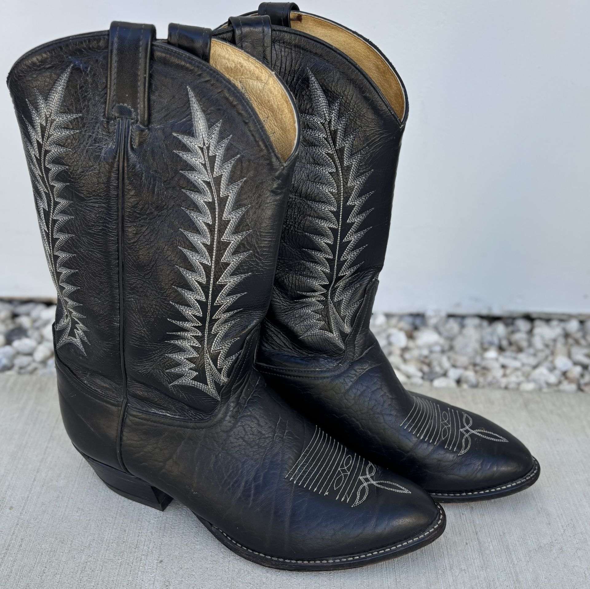 Tony Lama Vintage Cowboy Boots Black, Sz 11 4E