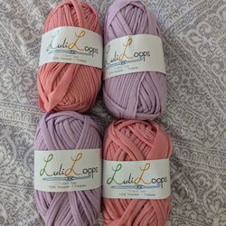 Set Of 4 Tshirt Yarn Skeins