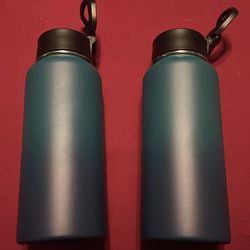 Two blue hydroflasks 32oz