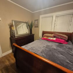 REDUCED cal king Bed and dresser $200