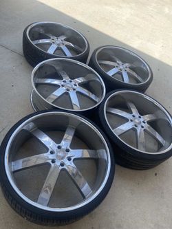 28 Inch Chrome Rims And Tires 5 Rims 6 Lug