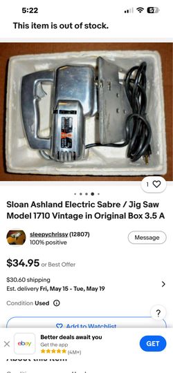 Sloan Ashland electric Sabre /jig saw