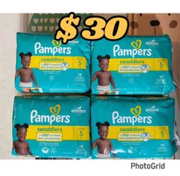 (4) Pampers Swaddlers size 5 (19 ct each)