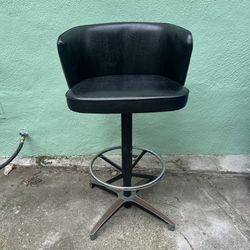 *Open to Offers* Black Faux Leather Paneling Bar Stool Chair Vintage Retro MCM Mid Century