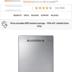 Samsung Dishwasher Stainless Steel 
