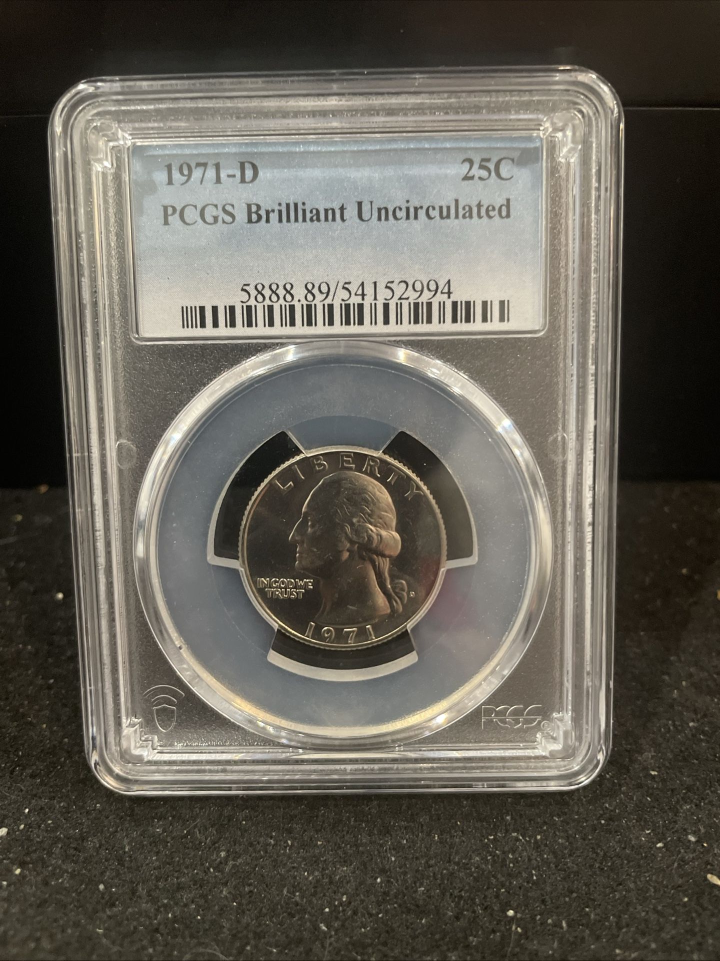 1971 D Brilliant Uncirculated Washington Quarter Graded By PCGS H-6