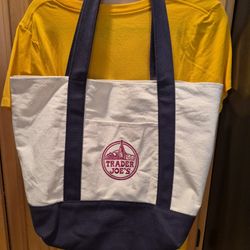 LARGE NAVY BLUE TRADER JOE TOTE BAG