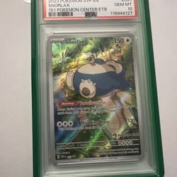 Snorlax Pokemon Center 151 Promo Psa10 Pokemon Card Slab