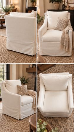 White Slipcovered Accent Armchair