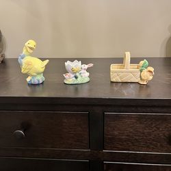 3 Vintage Ceramic Easter Table Decor Rabbit Duck Chick