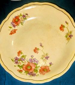 Vintage 1940s Canonsburg Pottery Yellow Floral Bowl Georgelyn Sunset
