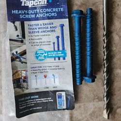 TaDcon + Concrete Screw Anchors
HEAVY-DUTY CONCRETE SCREW ANCHORS.$5 each. 