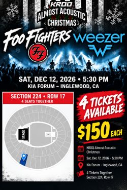 4 KROQ Almost Acustic Christmas- Foo Fighters & Weezer Tickets