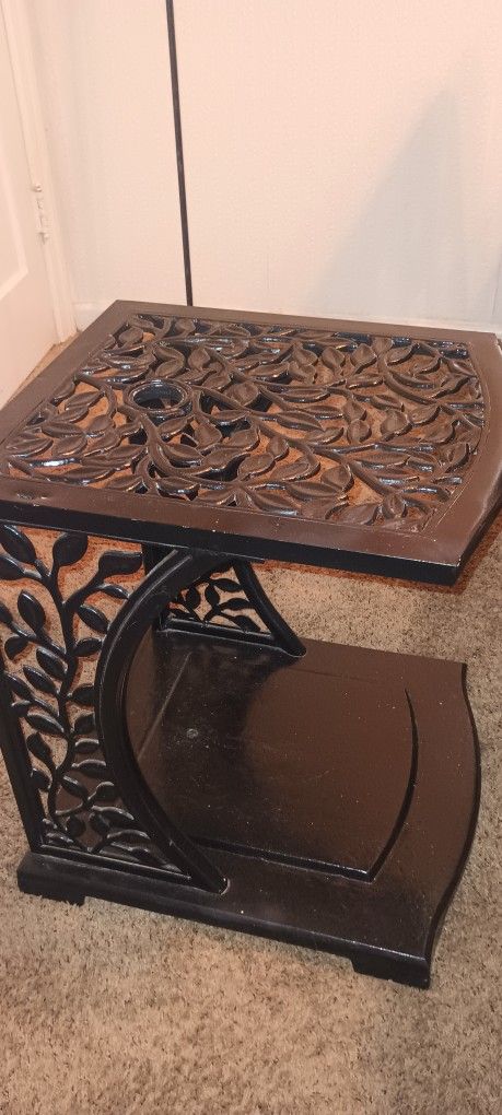 Antique Wrought Iron Table And Light Stand