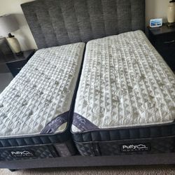 Like New Puffy Monarch Hybrid Split King Mattress