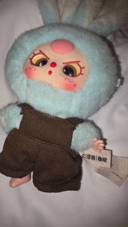 🌈✨ RARE Baby Three Blue Bunny Plush Keychain ✨🌈