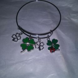 Shamrock And Ladybug Bracelet - Clover Bracelet
