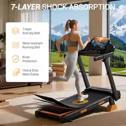 Treadmill, ROBORE SF20 Portable Folding Treadmill for Home Office, 16% Incline, 7.5MPH 3.0HP Quiet Motor, Heart Rate, 400 LBS, LED Display Black, NEW