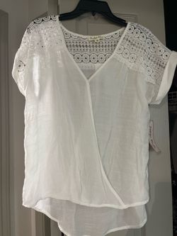 Indigo Rose White Lace Blouse Top Size Medium
