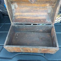 Antique Wood Box With Metal Straps