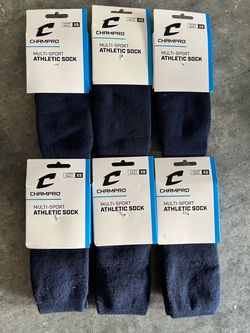 6 Pack Of Extra Small Champro Multi-Sport Athletic Socks Navy
