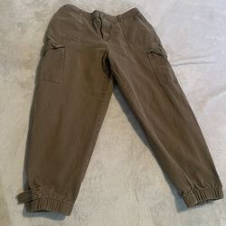 Forever 21 Pants Women 0X Olive Green Cargo Joggers Baggy Streetwear (34x26)