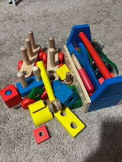 Train and tool wooden blocks sets