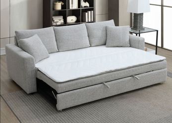 Brand New Grey Super Plush Sofa w Pull-Out Sleeper