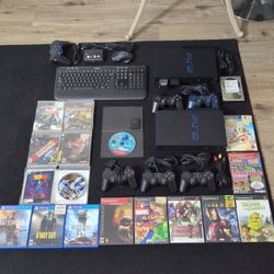 PlayStation 2 System With 2 Hardrives Loaded With Many Games Just Plug An Play