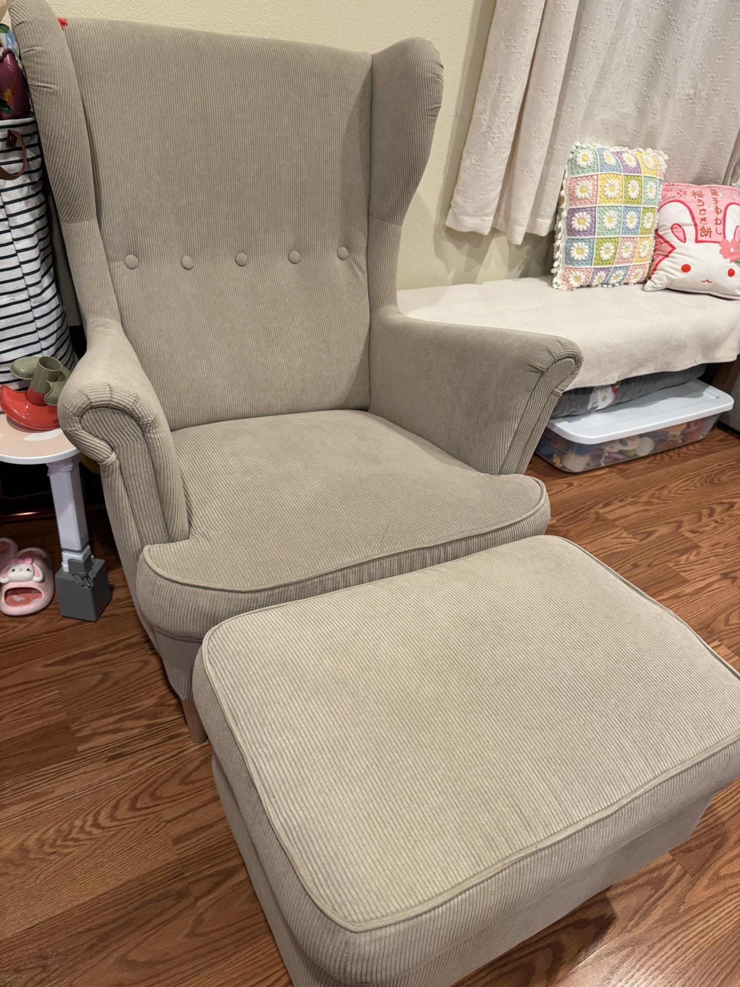 Ikea STRANDMON Armchair and ottoman