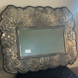 Antique Punched Tin Wall Mirror - Great Workmanship 