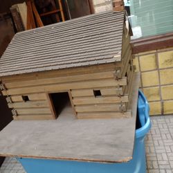 Vintage Log Cabin Dollhouse 