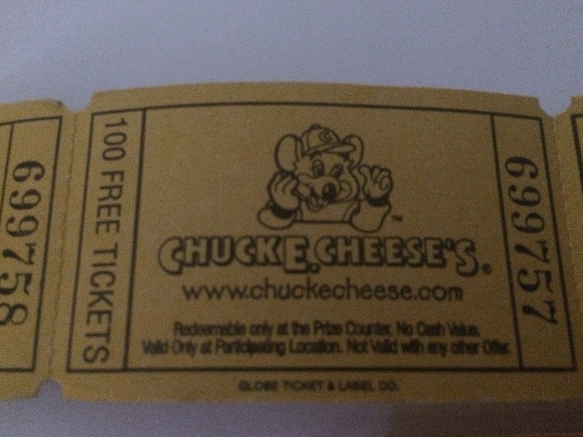 Chuck E Cheese tickets