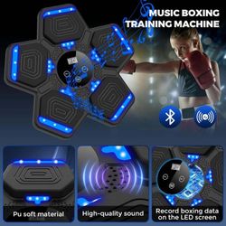 Music Boxing Machine, Wall Mounted One Punch Boxing Machine, Boxing Training Punching Equipment, Smart Boxing Pad with LED Light and Music for Kids