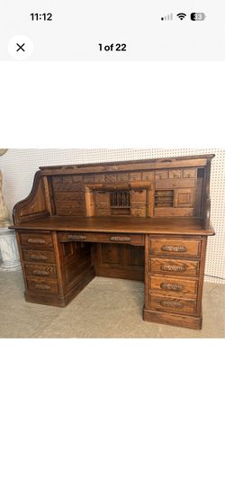 Vintage American Oak S Curved Oak  Desk