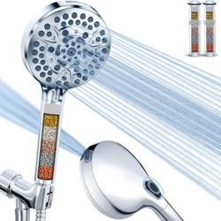 Filtered Shower Head with Handheld, High Pressure 10-Mode with Filters, Built-in Power Wash, soften hard water Remove Chlorine, Reinforced Hose,