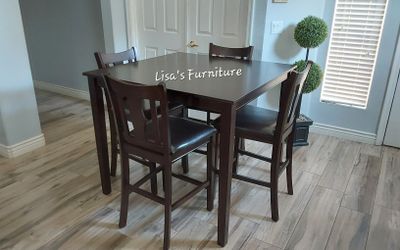 Beautiful Dark Espresso Counter Height Kitchen Table 