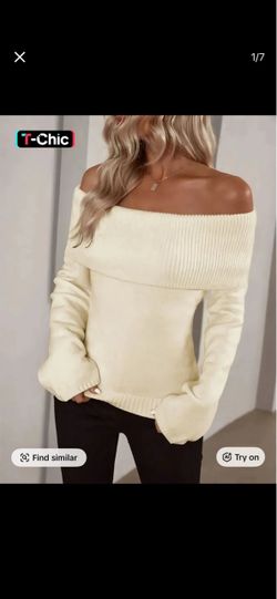Cream off the shoulder sweater