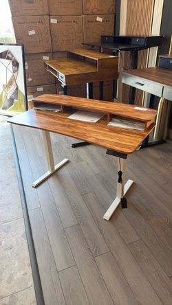 47" Electric Standing Desk with Raised Shelf