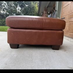 Brown Leather Ottoman 