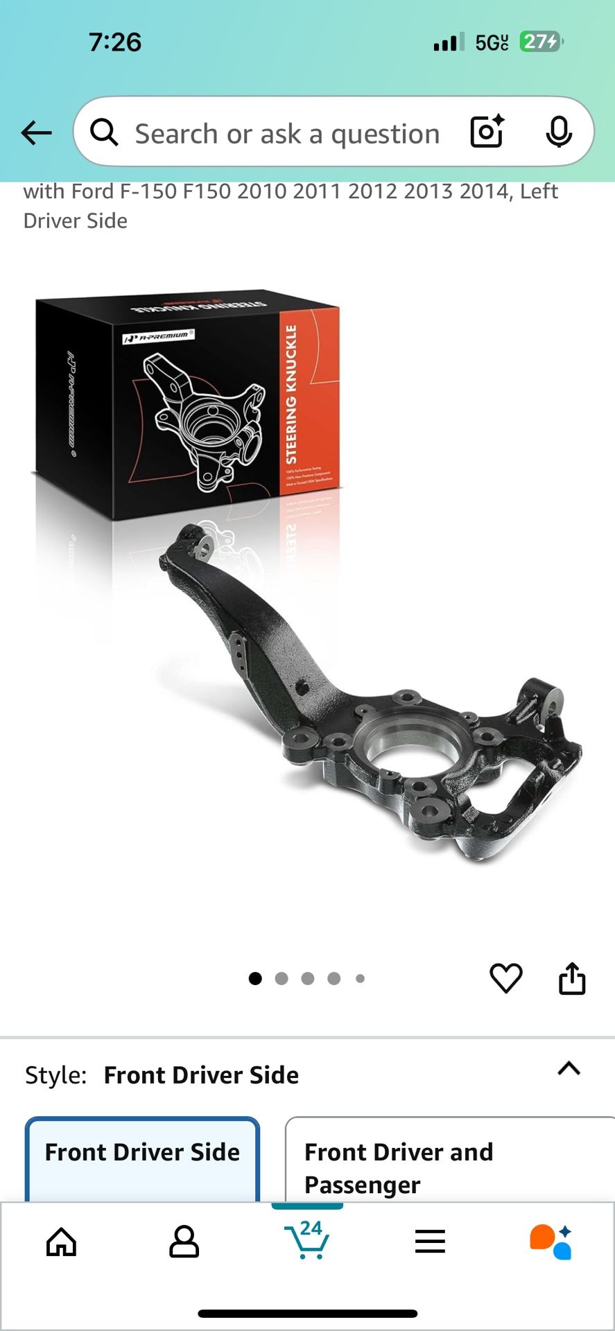 Front Suspension Steering Knuckle Compatible with Ford F-150 2010-2014, Left Driver Side