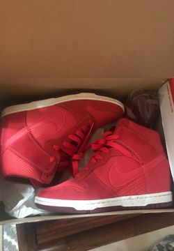 7.5 red adidas wedges