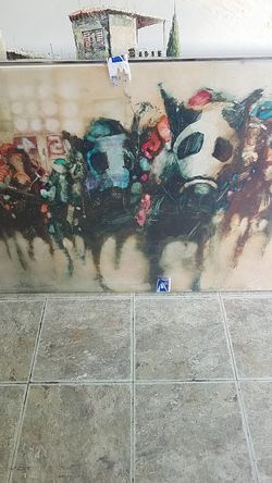 Art on plexi glass horse track 1978