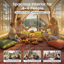 NAIZEA Inflatable Tents Blow Up Tent Waterproof Air Glamping 4- 6 Person 97 sqft