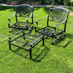 3 Pcs Darlee Elisabeth Spring Base Club Chairs, Ottoman 